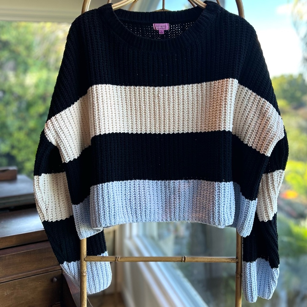 Miami, Francesca’s Collab., Josie Color Block Pullover Sweater,, Size Large